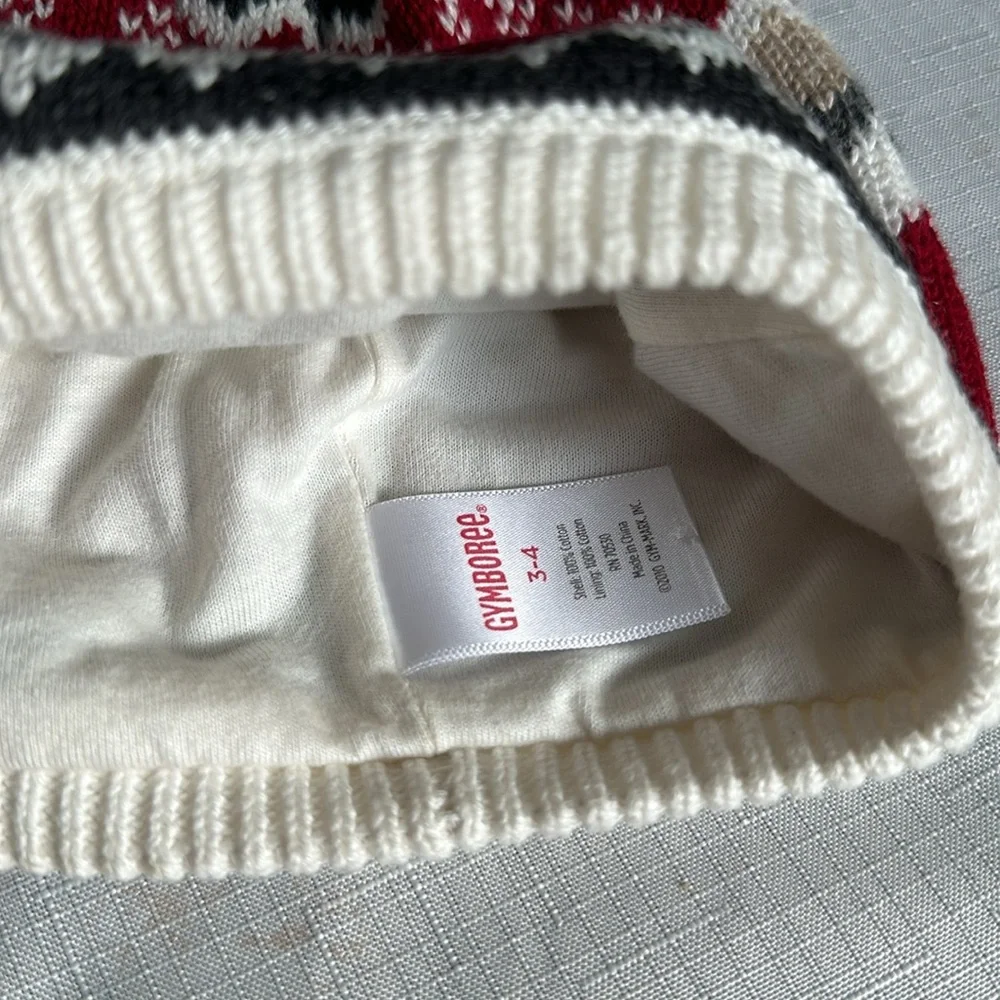 GYMBOREE Knit Sweater Fair Isle Nordic pattern Snow Cap hat Beanie 3 - 4 yrs